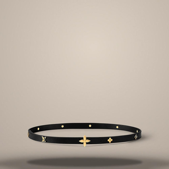 Louis Vuitton Mini Flowergram Stud 15mm Black Leather Belt M4281U