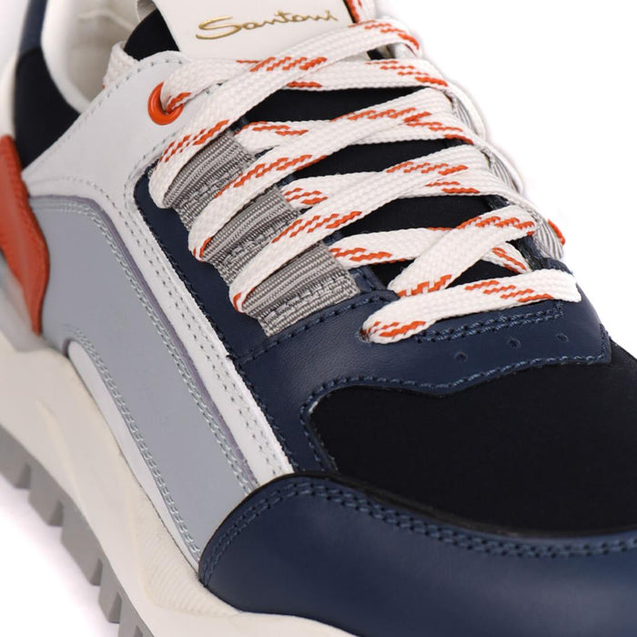 SANTONI Navy Multicolor Low-Top Sneakers Men MBIH21877