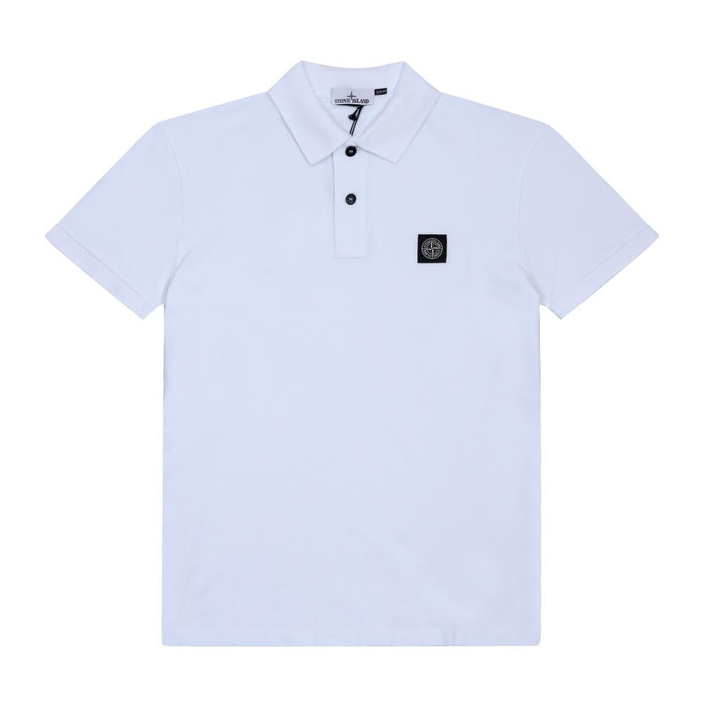 STONE ISLAND Mini Patch Logo Short Sleeve Polo T-Shirt White Men