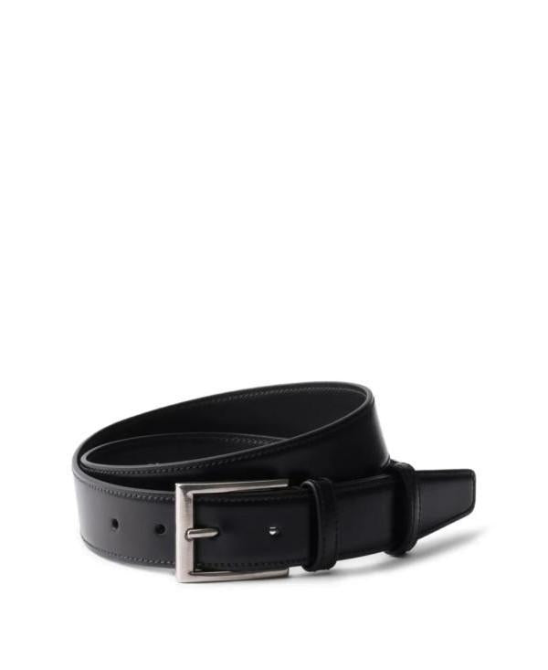PRADA Leather Belt with Silver Buckle