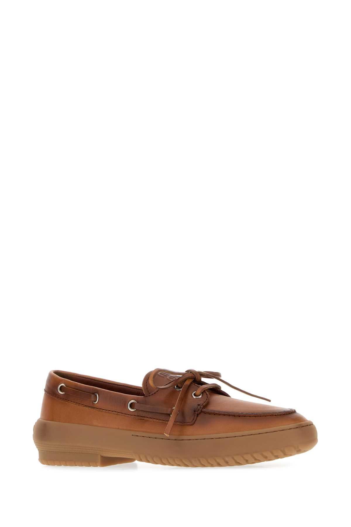 Miu Miu Black Leather Boat Shoes Loafers