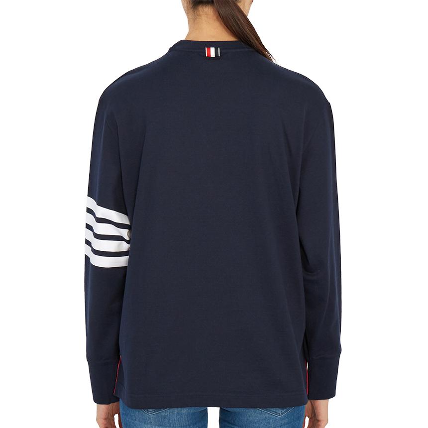 THOM BROWNE Women’s Long Sleeve T-Shirt Navy Cotton