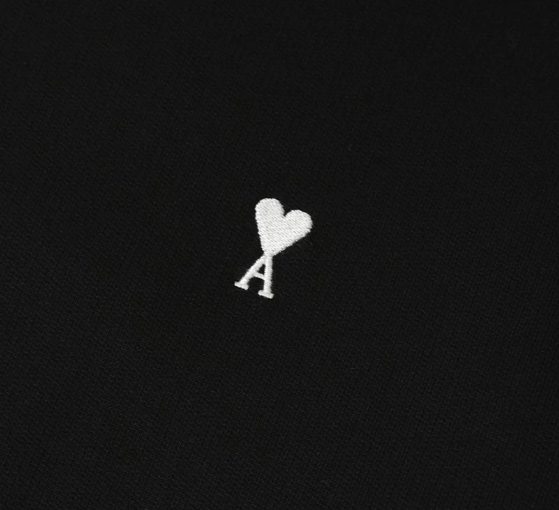AMI Small Heart Logo Cotton Sweatshirt Black White Cream