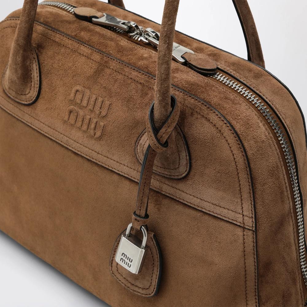 Miu Miu Vienne Suede Tote Bag Brown