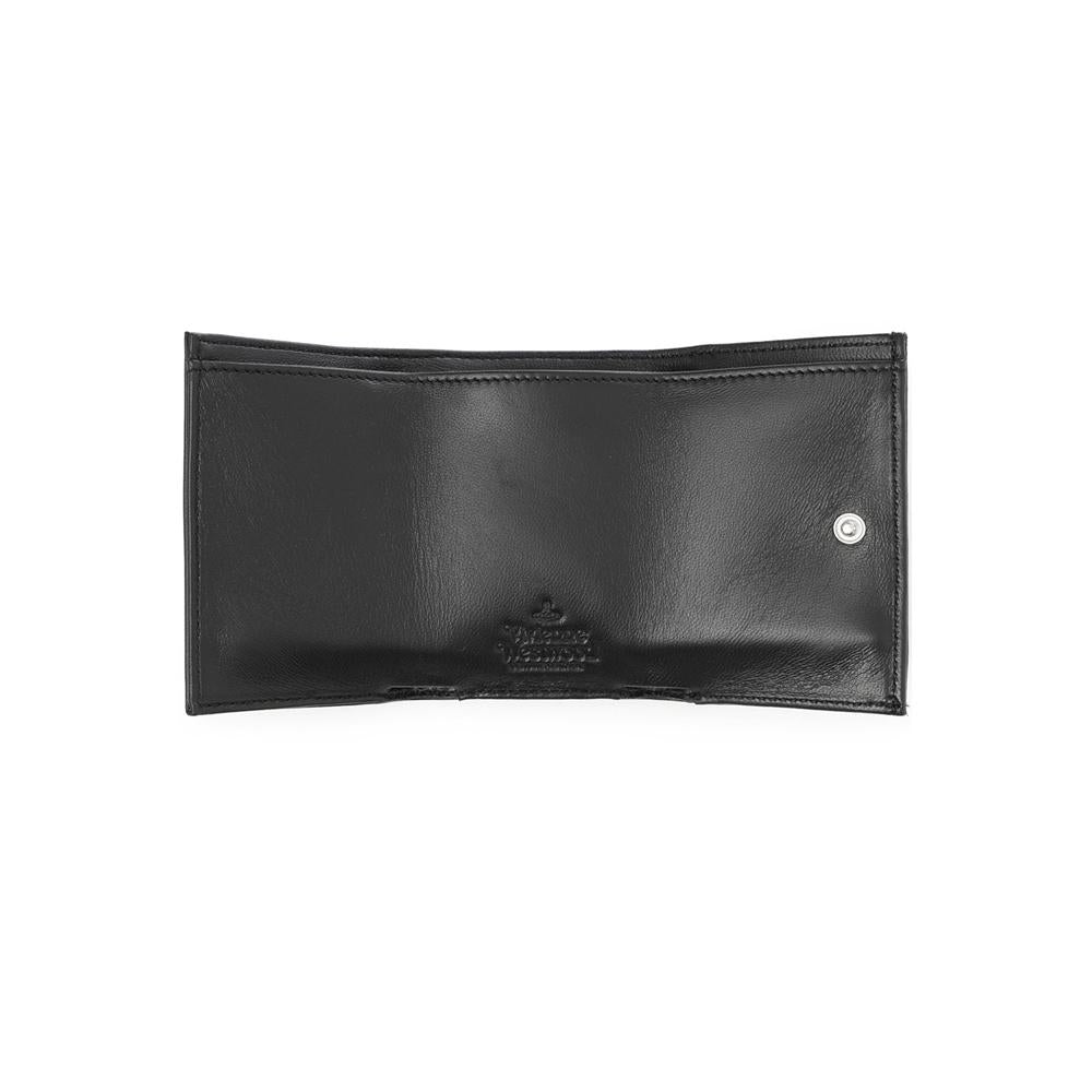 Vivienne Westwood ORB Logo Envelope Black Leather Compact Wallet