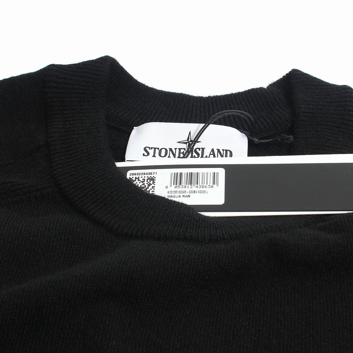 STONE ISLAND Black Wool Crewneck Knit Sweater for Men