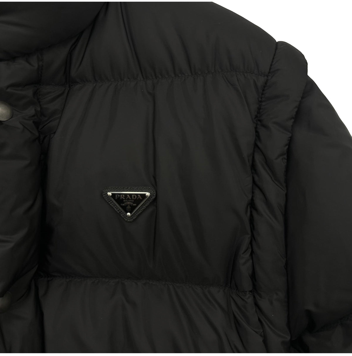 PRADA Goose Down Puffer Jacket Detachable Sleeves Triangle Logo Bla SGC863 F0002