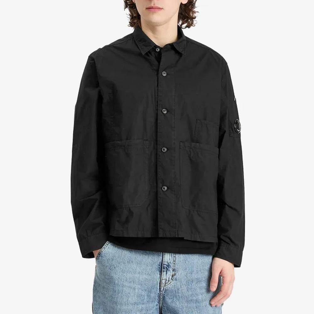 CP Company Men's Black Poplin Long Sleeve Shirt