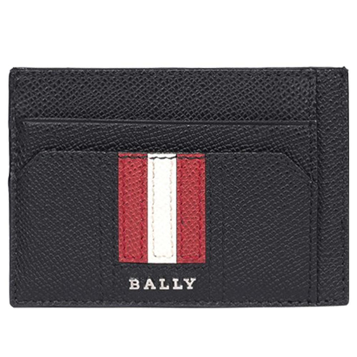 BALLY TARRIK Metal Logo Stripe Card Holder Wallet
