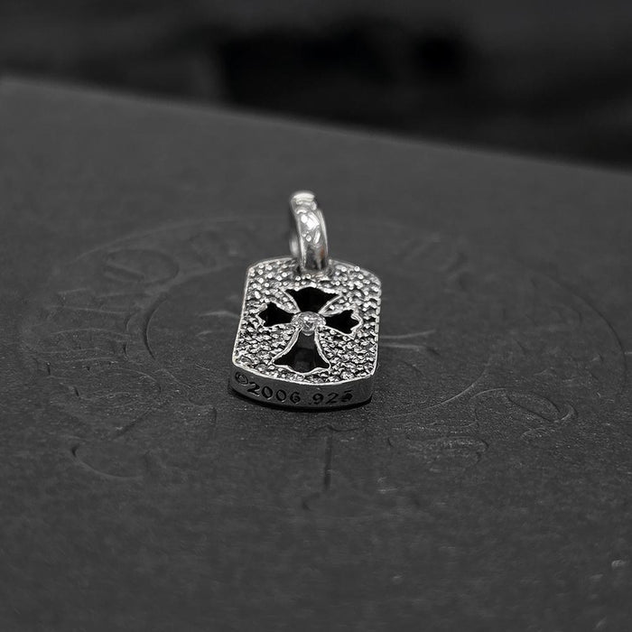 Chrome Hearts Silver Full Pave Dog Tag Pendant Charm