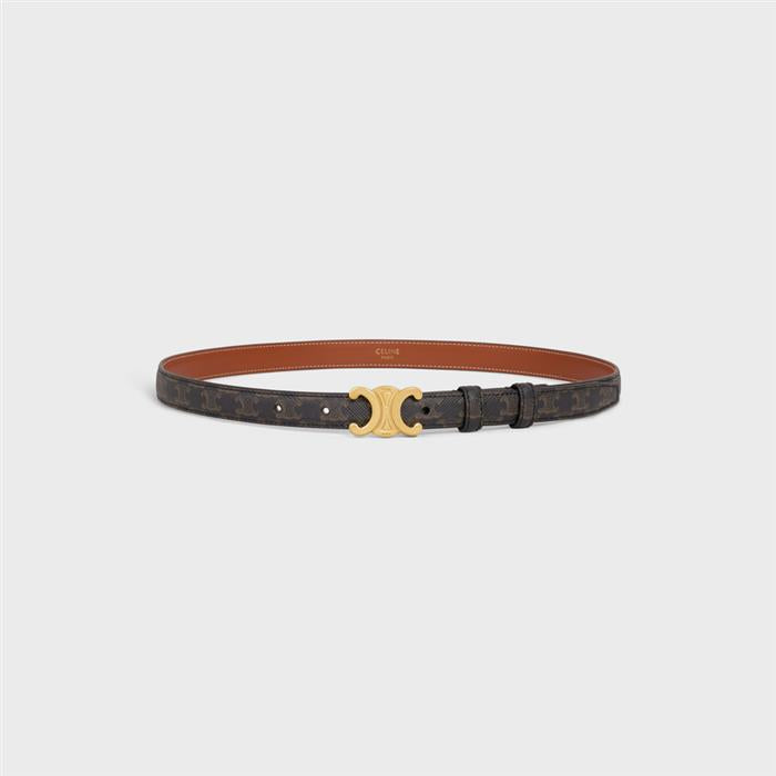 CELINE Small Triomphe Canvas Belt Tan