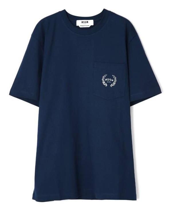 MSGM Pocket Logo Print Short Sleeve T-Shirt Black 3540 MM128 237798