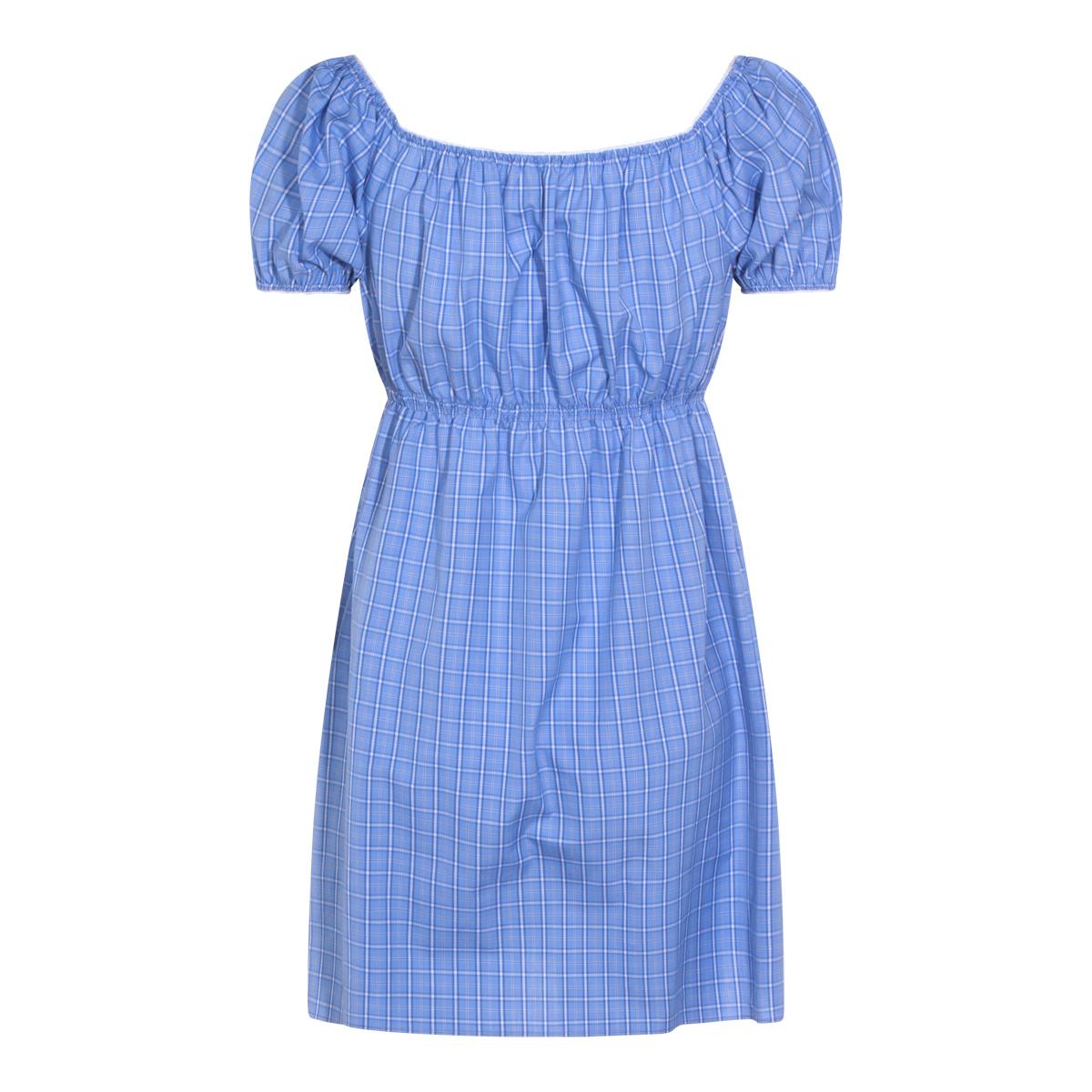 Miu Miu Short Sleeve Mini Dress Navy Wool Blend
