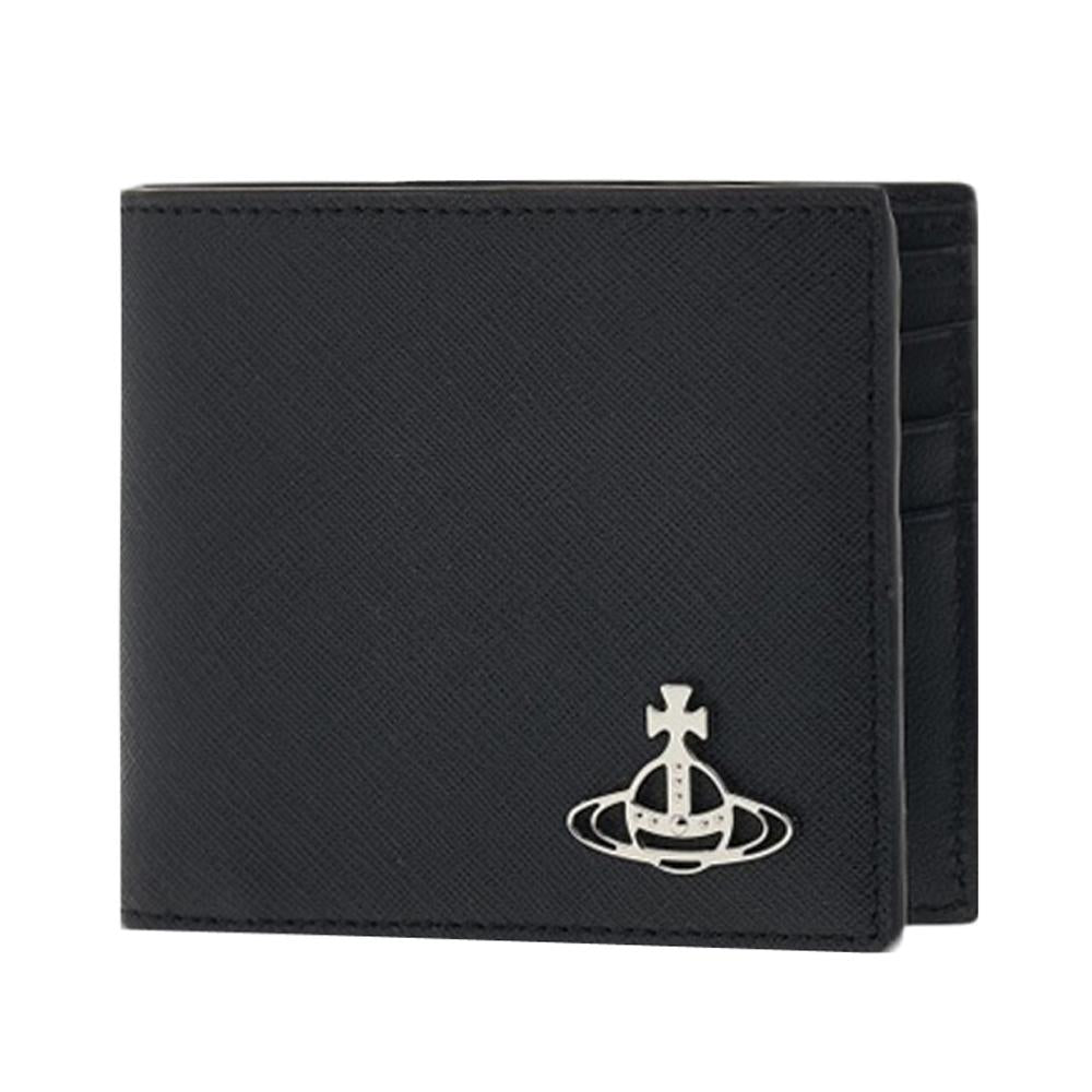 Vivienne Westwood ORB Silver Logo Leather Bifold Wallet 51120008U S000B N401