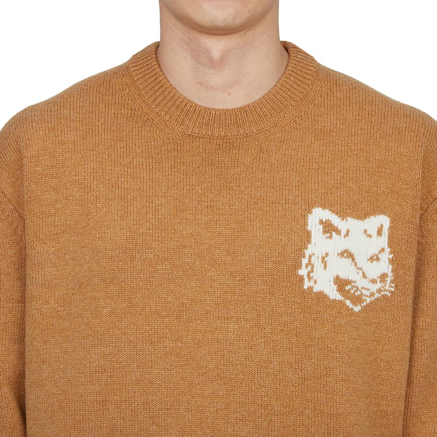 Maison Kitsune Fox Head Intarsia Crewneck Knit Sweater Men NM00808KM0329 P270