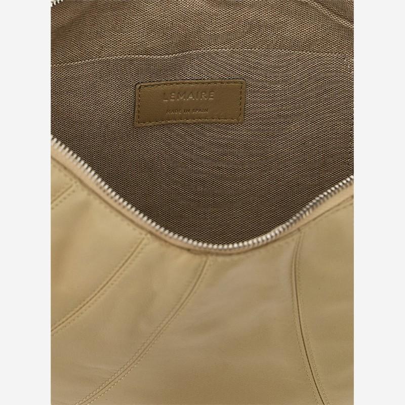 Lemaire Fortune Leather Croissant Shoulder Bag Beige