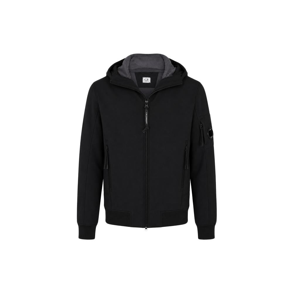CP Company Black Hooded Zip Shell Jacket with Lens Patch 07CMOW013A 005242A 999