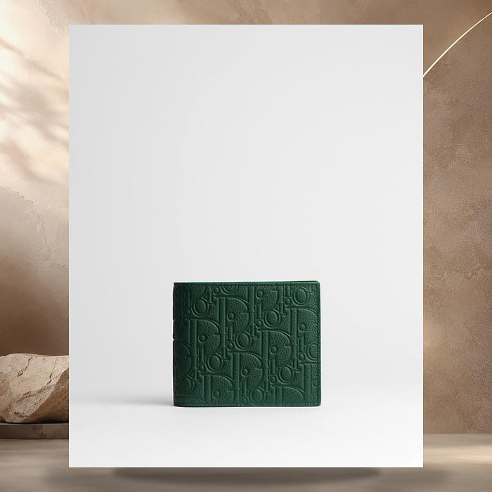 DIOR Deep Green Dior Gravity Leather Bifold Card Holder 2ESBH027GLFH620