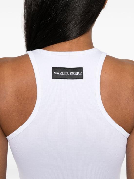 Marine Serre White Sleeveless Jersey T-Shirt WTT014 ACJER 0011 WH10