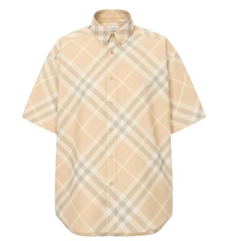 BURBERRY Check Short Sleeve Oversized Shirt