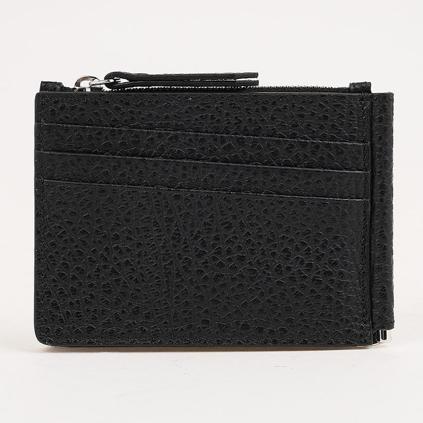 Maison Margiela Four-Stitch Leather Money Clip Wallet Black