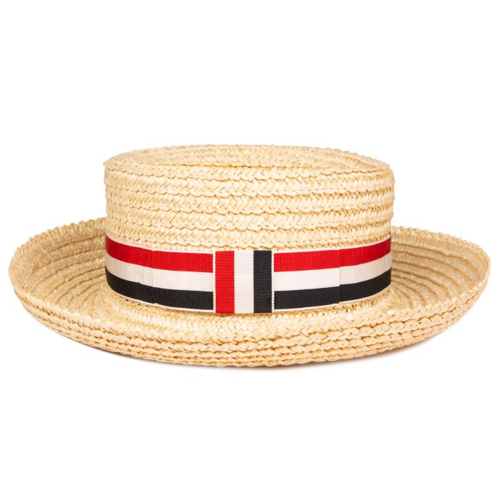 THOM BROWNE Natural Straw Boater Hat Women’s