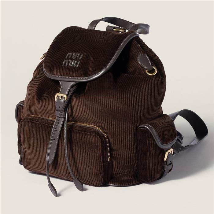 Miu Miu Corduroy Backpack Large Brown