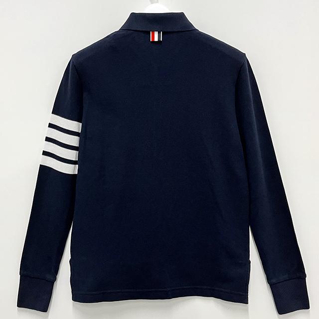 THOM BROWNE Navy Classic 4-Bar Armband Long-Sleeve Polo Tee