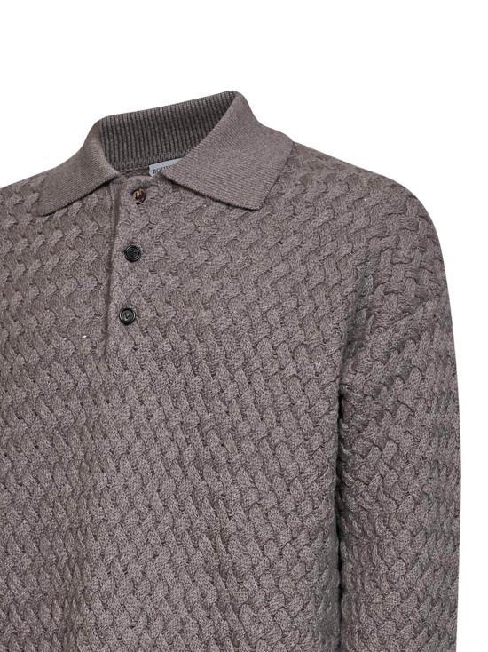Bottega Veneta Gray Knit Polo Shirt for Men