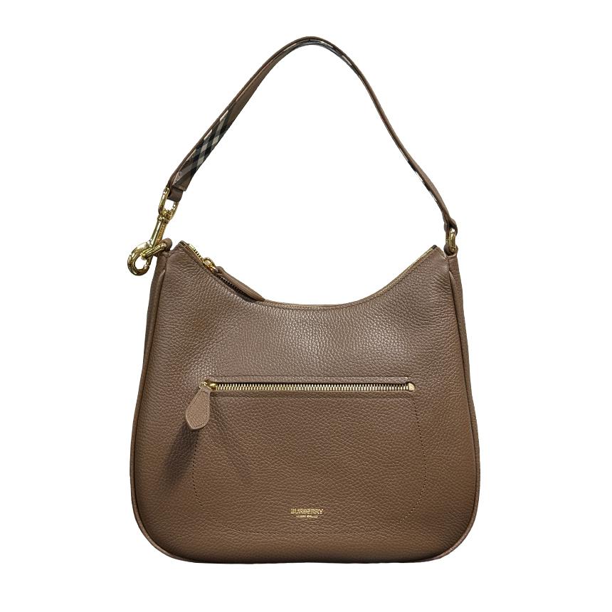 BURBERRY Grain Leather Brown Hobo Shoulder Bag 81046811