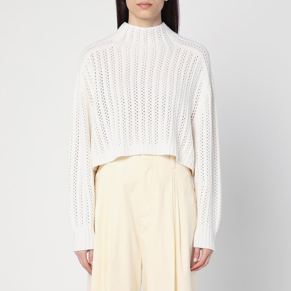Max Mara Wool Cashmere Crewneck Sweater White 1366024106001