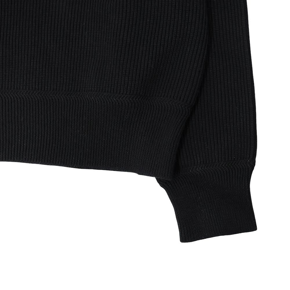 STONE ISLAND Zip-Up Wool Knit Sweater with Patch Black Men