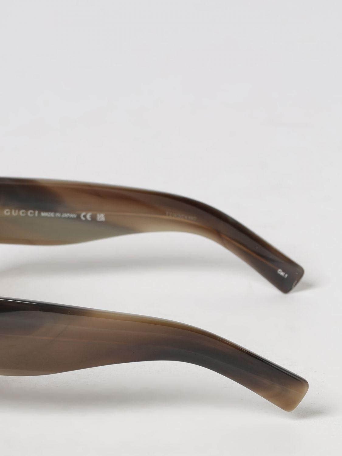 GUCCI Brown Acetate Square Sunglasses
