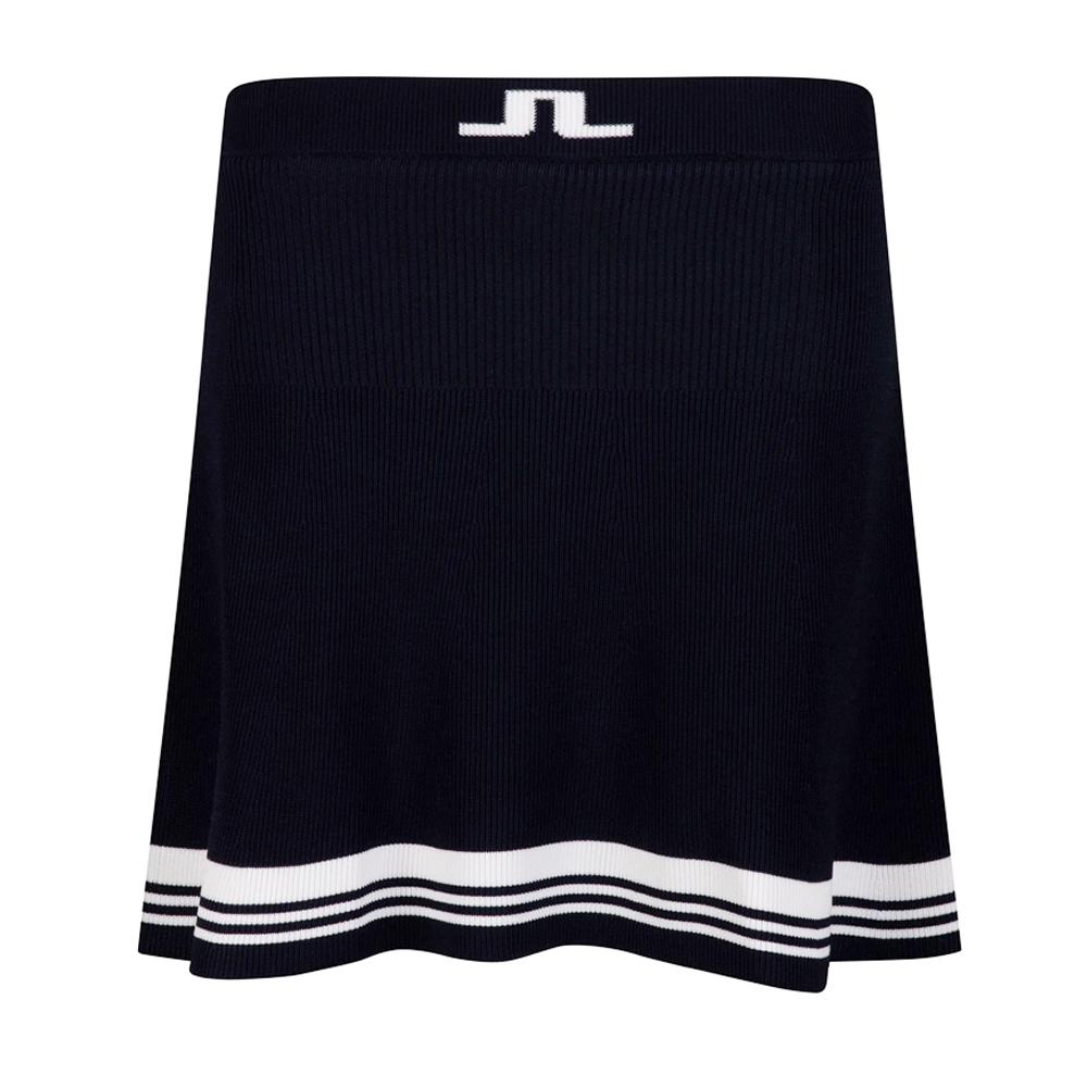J LINDEBERG Frida Stripe Knit Midi Skirt Navy