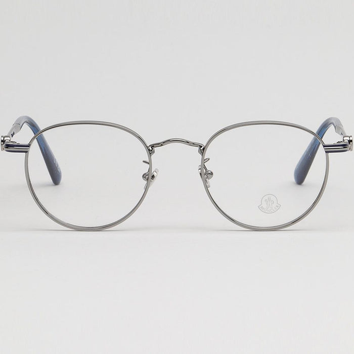 Moncler Silver Metal Round Eyeglass Frame Unisex ML5204H 014