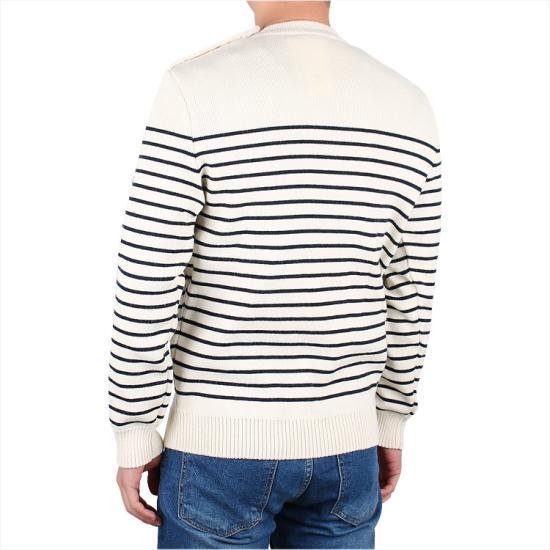 Saint James Men’s Round Neck Knit Sweater 864550 ECRU MARINE DOM