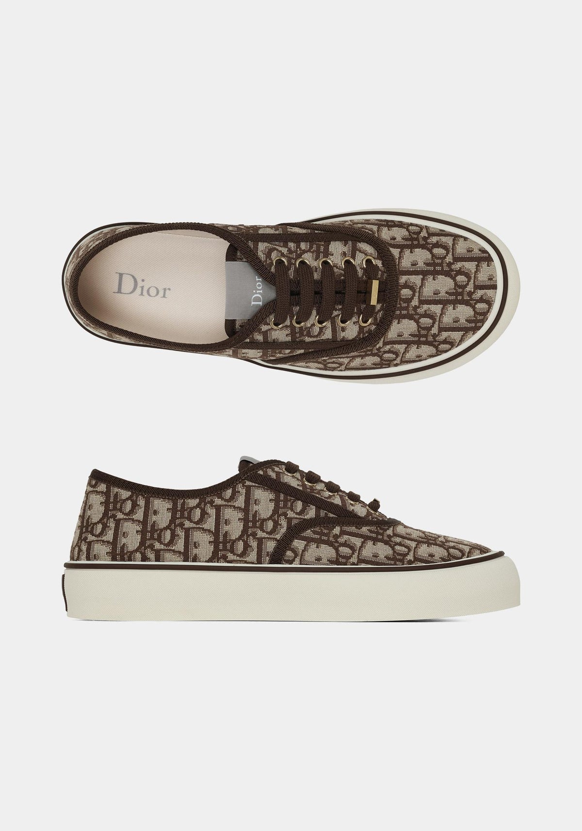 DIOR Brown Oblique Saltwind Low-Top Sneakers 3SN348ZSA H136