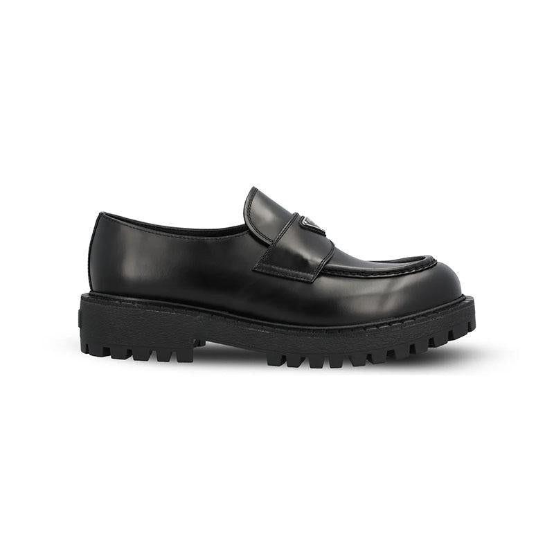 PRADA Triangle Logo Black Leather Loafers Men’s 2DE151 G001 B4L F0002