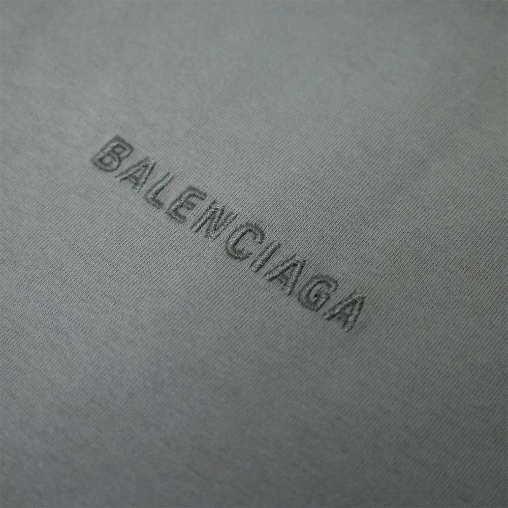 BALENCIAGA Logo Short Sleeve T-Shirt for Men Gray Cotton