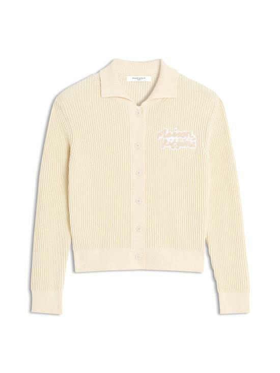Maison Kitsune Handwriting Comfort Cardigan Men’s Beige Knit OW00506 KT1126 0134