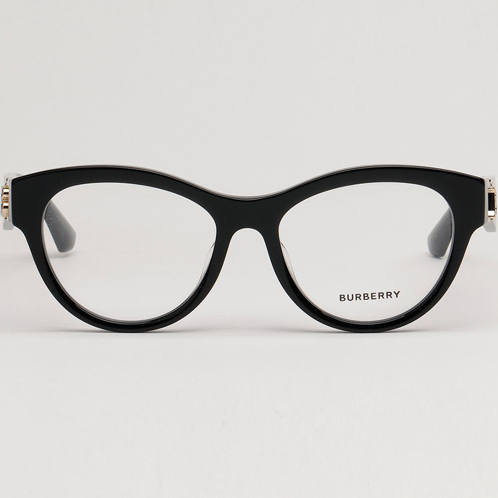 BURBERRY Round Black Acetate Logo-Detailed Asian Fit Eyeglasses BE2404F 3001