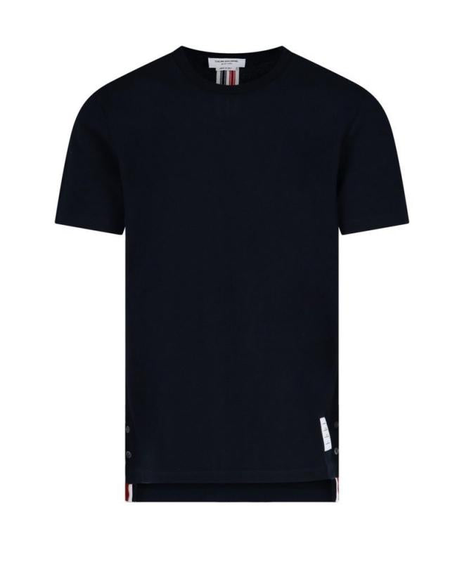 THOM BROWNE Relaxed Fit Navy Center Back Stripe Short Sleeve T-Shirt
