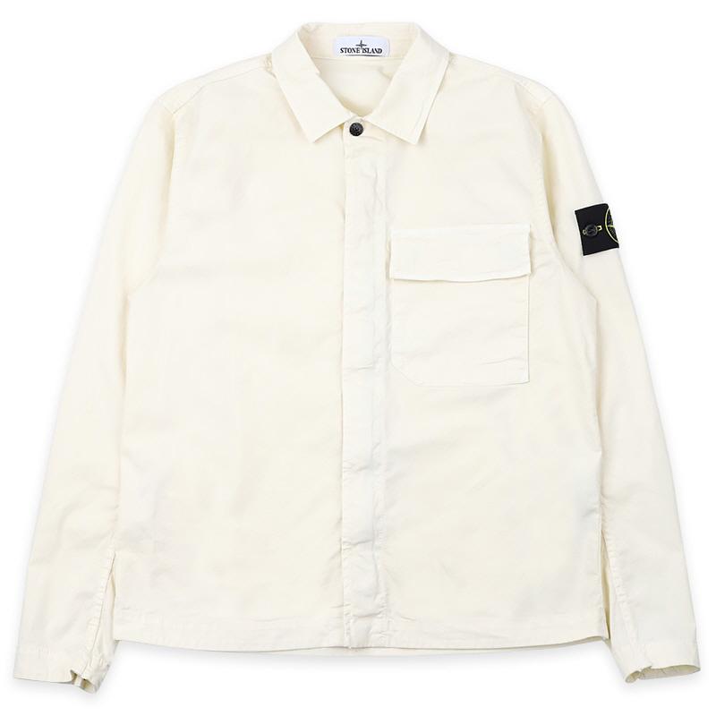 STONE ISLAND Men’s Overshirt Jacket Ivory with Patch L L1S15 1200013 S0A10 V0093