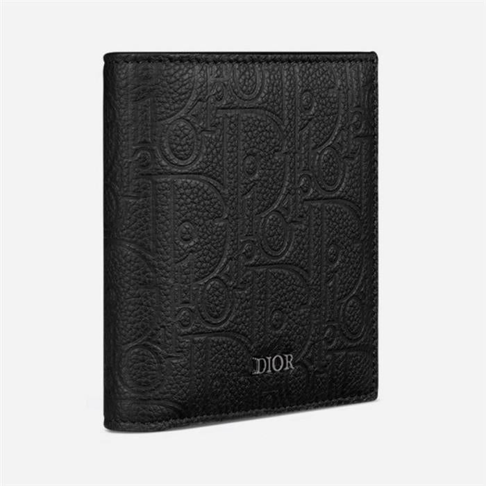 DIOR Calfskin Leather Bifold Wallet Black Men's Accessory