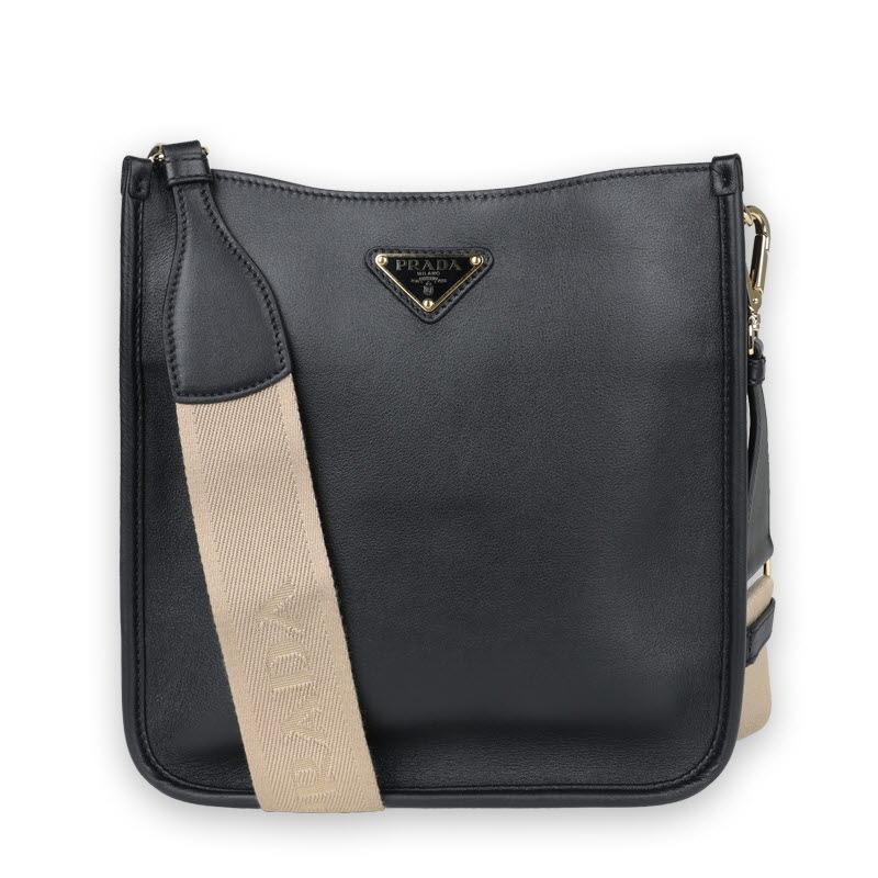 PRADA Women’s Soft Leather Shoulder Bag Black 1BH219 VRVO 2CYS F0ES7