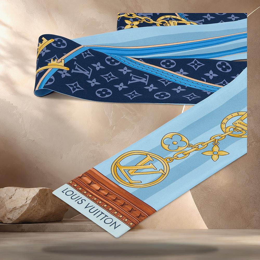 Louis Vuitton Strap and Trunk Bandana Scarf Denim Blue M98325