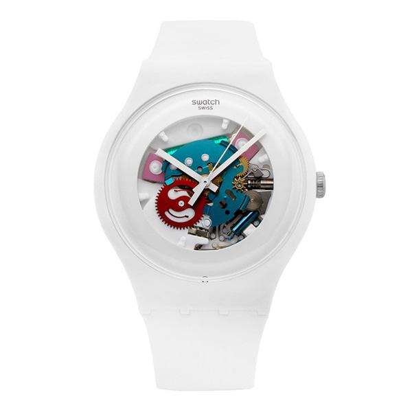 Swatch White Lacquered New Gent Rubber Watch for Men