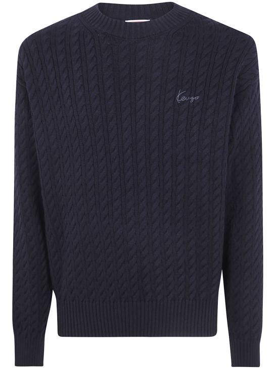 KENZO Round Neck Knit Sweater for Men FG6 5PU812 3LK 99J BLACK DOM
