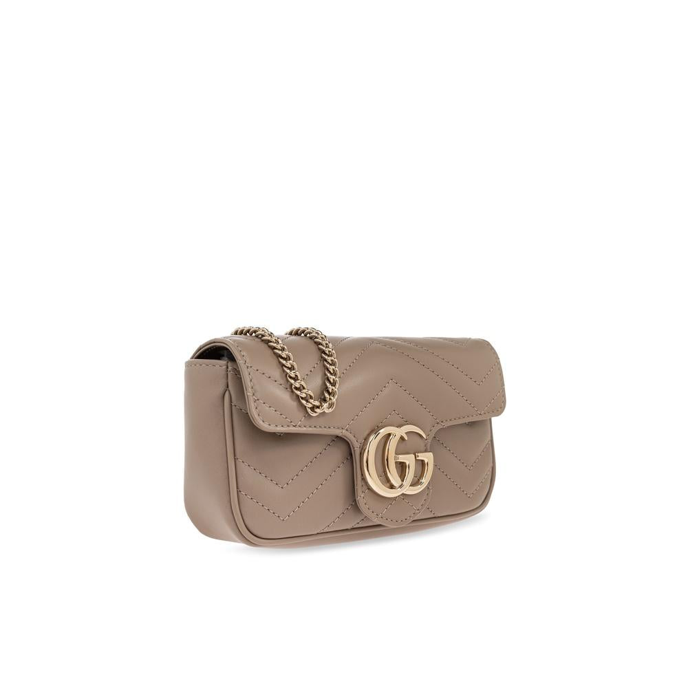 GUCCI GG Marmont Super Mini Crossbody Bag Brown Leather