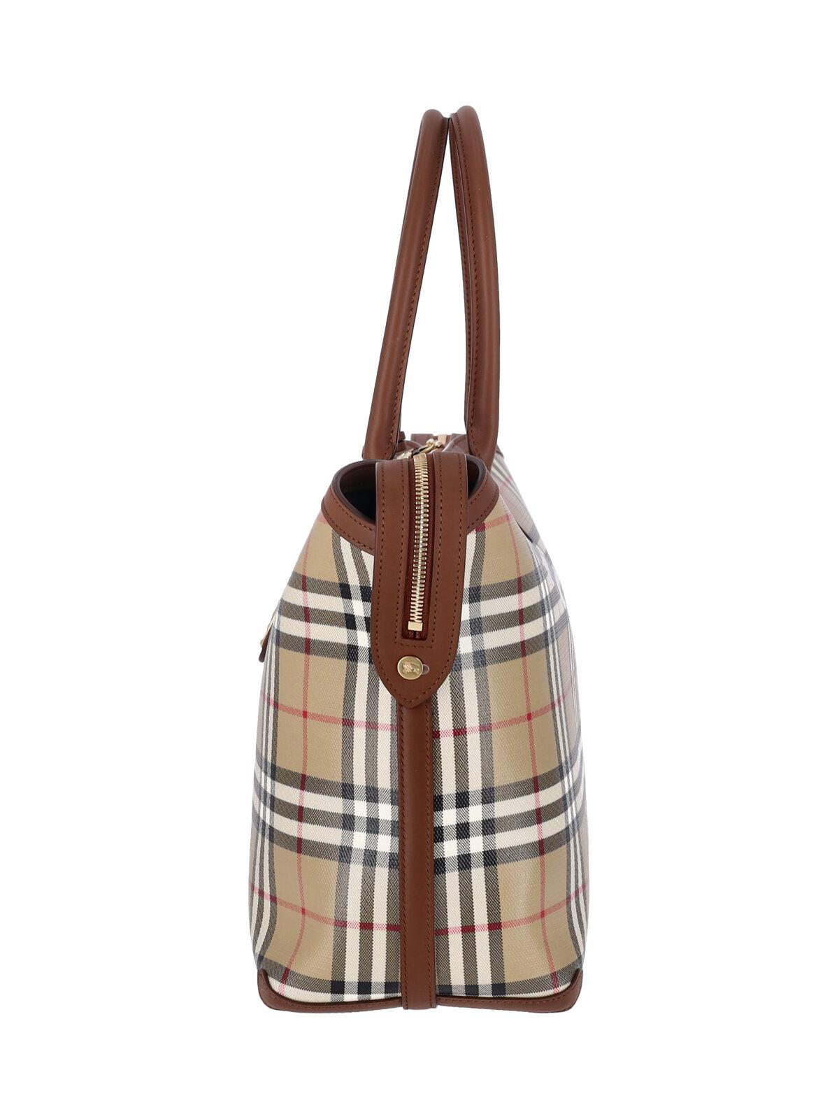 BURBERRY Beige Canvas Leather Tote Bag